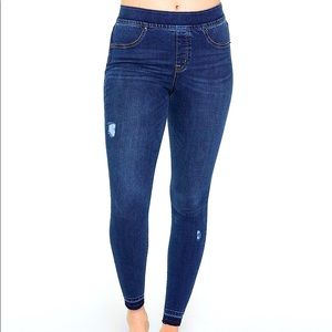 Spanx Distressed Ankle Skinny Jeans, Medium Wash, Size Medium
